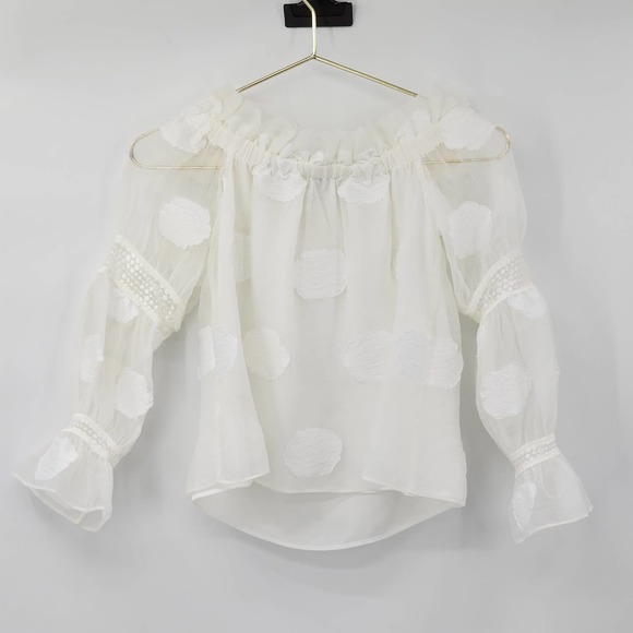 Alexis Ashton Top Sheer Ruffled Off Shoulder in White Size XS NWT - Picture 6 of 7